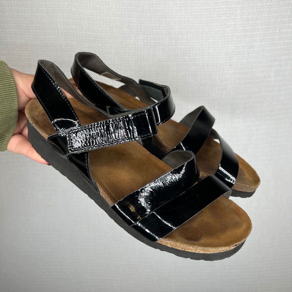 Naot Black Size 7 Dynasty Leather Strappy Platform Sandals‎ Women's Size 38